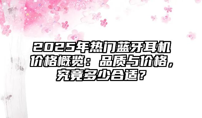 2025年熱門藍(lán)牙耳機(jī)價(jià)格概覽：品質(zhì)與價(jià)格，究竟多少合適？
